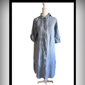 Mei Meli Italian linen blue dress midi sz L